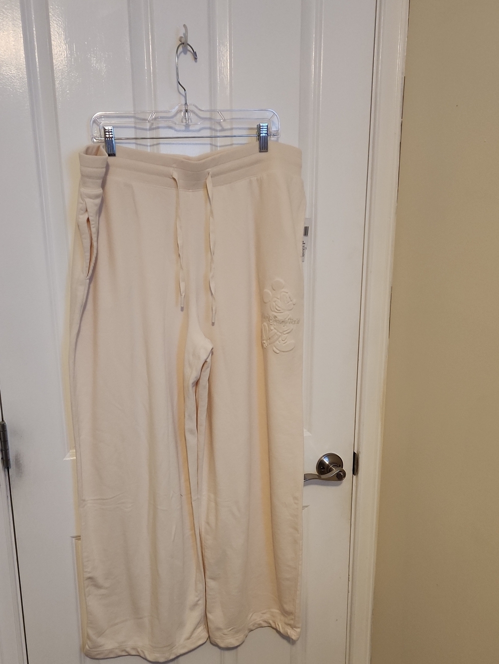 Disney Cream Embossed Mickey Relaxed-Fit Lounge Pants with Drawstring